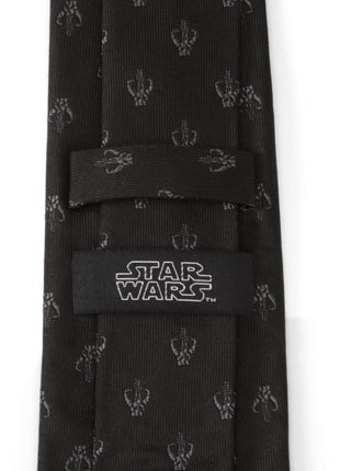 Star Wars Mandalorian Mythosaur Black Silk Tie