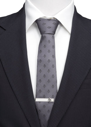 Star Wars Mandalorian Mythosaur Gray Silk Tie