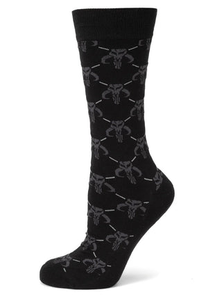 Star Wars Mandalorian Charcoal Gray Dress Socks and Mythosaur Lapel Pin Gift Set