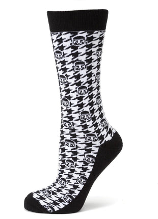 Star Wars Mandalorian Houndstooth Black and White Dress Socks and Lapel Pin Gift Set