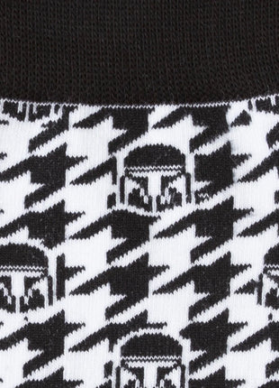 Star Wars Mandalorian Houndstooth Black and White Dress Socks and Lapel Pin Gift Set
