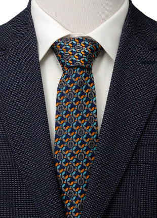 Star Wars Millennium Falcon Motif Navy Blue Tie