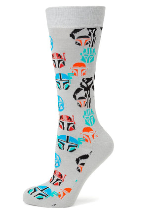 Star Wars Mandalorian and Mythosaur Multicolored Gray Dress Socks and Lapel Pin Gift Set