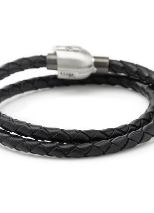 Star Wars Mandalorian Double Wrap Stainless Steel Black Bracelet