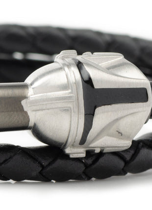 Star Wars Mandalorian Double Wrap Stainless Steel Black Bracelet