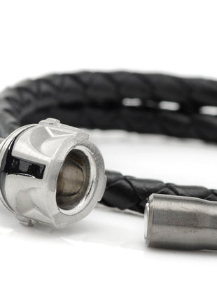 Star Wars Mandalorian Double Wrap Stainless Steel Black Bracelet