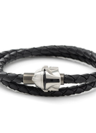 Star Wars Mandalorian Double Wrap Stainless Steel Black Bracelet