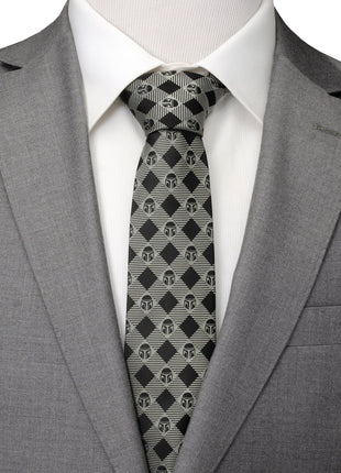 Star Wars Mandalorian Black and Gray Plaid Tie
