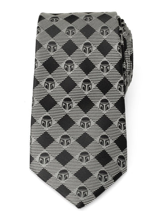 Star Wars Mandalorian Black and Gray Plaid Tie