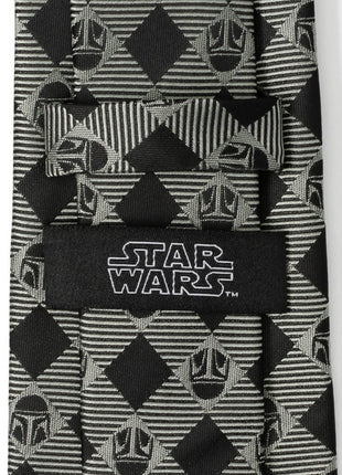 Star Wars Mandalorian Black and Gray Plaid Tie