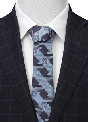 Star Wars Mandalorian Blue and Black Plaid Tie