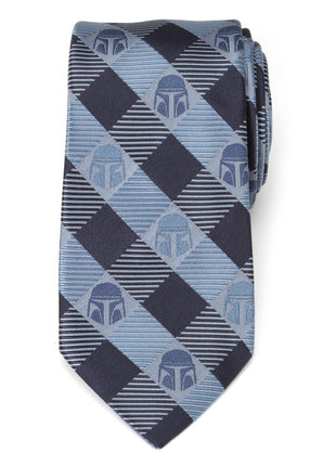 Star Wars Mandalorian Blue and Black Plaid Tie