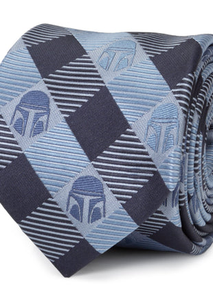 Star Wars Mandalorian Blue and Black Plaid Tie