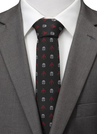 Star Wars Mandalorian and Mythosaur Red and Black Tie