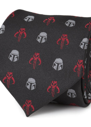 Star Wars Mandalorian and Mythosaur Red and Black Tie