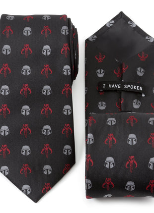 Star Wars Mandalorian and Mythosaur Red and Black Tie