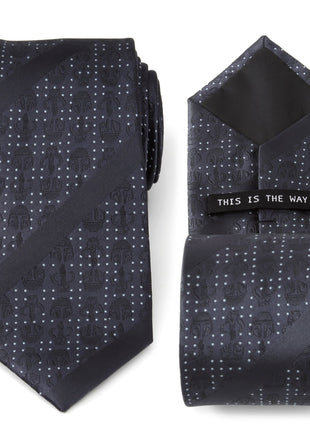 Star Wars Mandalorian Blue Dotted Striped Tie