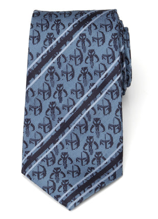 Star Wars Mandalorian and Mythosaur Blue and Navy Striped Tie