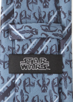 Star Wars Mandalorian and Mythosaur Blue and Navy Striped Tie
