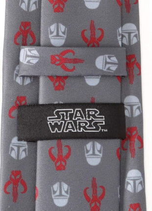 Star Wars Mandalorian and Mythosaur Red and Gray Tie