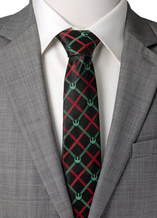 Star Wars Rebel Alliance Crest Red, Green, and Black Plaid Tie