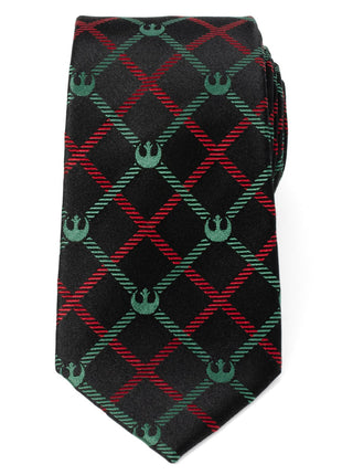 Star Wars Rebel Alliance Crest Red, Green, and Black Plaid Tie