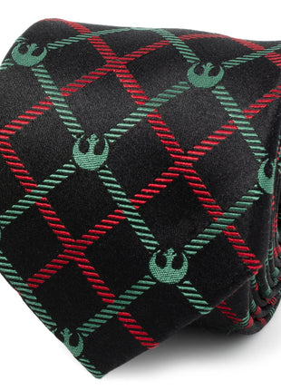 Star Wars Rebel Alliance Crest Red, Green, and Black Plaid Tie