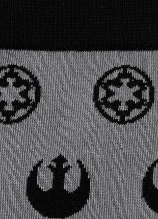 Star Wars Rebel Alliance Starbird Crest and Imperial Crest Gray Dress Socks and Lapel Pin Gift Set