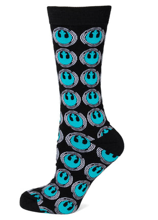 Star Wars Rebel Alliance Crest Teal and Black Dress Socks and Lapel Pin Gift Set