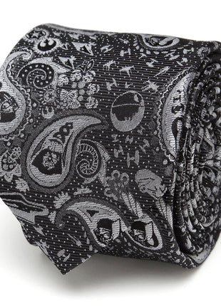 Star Wars Darth Vader Black and White Paisley Tie