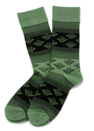 Star Wars Yoda Green, Gray, and Black Ombre Dress Socks and Jedi Crest Lapel Pin Gift Set