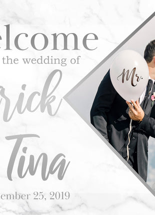 Wedding Welcome Sign - Silver Marble Edition