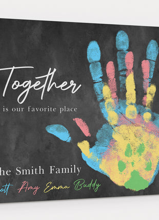 Family Handprint Canvas: Together Is Our Favorite Place Wall Art