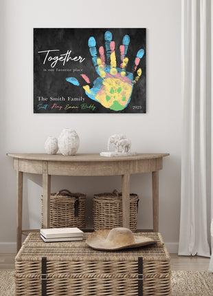 Family Handprint Canvas: Together Is Our Favorite Place Wall Art