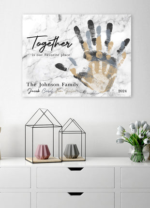 Family Handprint Canvas: Together Is Our Favorite Place Wall Art