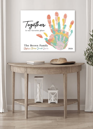 Family Handprint Canvas: Together Is Our Favorite Place Wall Art