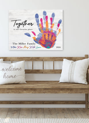 Family Handprint Canvas: Together Is Our Favorite Place Wall Art