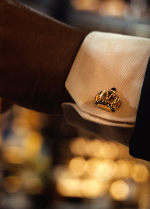VDP 3D Crown Royal Gold Stainless Cufflinks