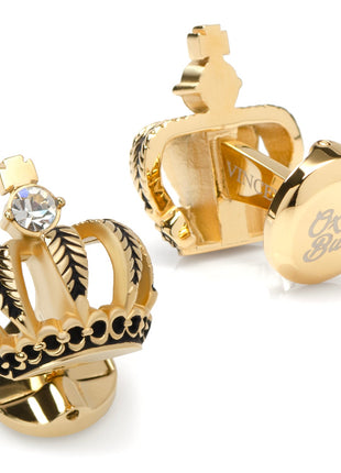 VDP 3D Crown Royal Gold Stainless Cufflinks