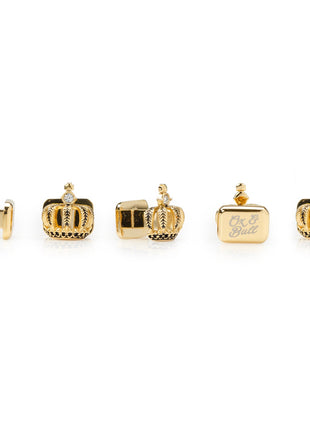 VDP 3D Crown Gold Crystal Stud Set