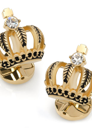 VDP 3D Crown Gold Crystal Stud Set