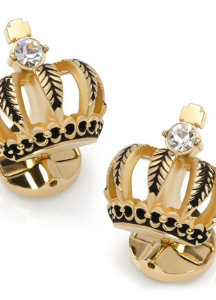 VDP 3D Crown Royal Gold Stainless Cufflinks