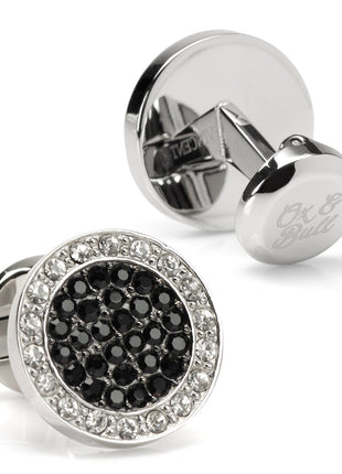 VDP White & Black Pave Crystals Cufflinks