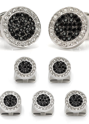 VDP White & Black Pave Crystals Stud Set