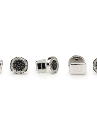 VDP White & Black Pave Crystals Studs