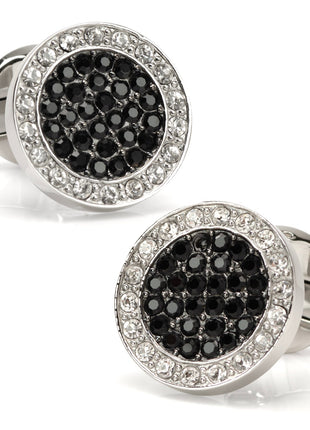 VDP White & Black Pave Crystals Cufflinks