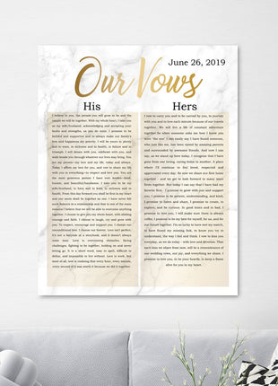 Vows With Names On Canvas Second Anniversary Gift