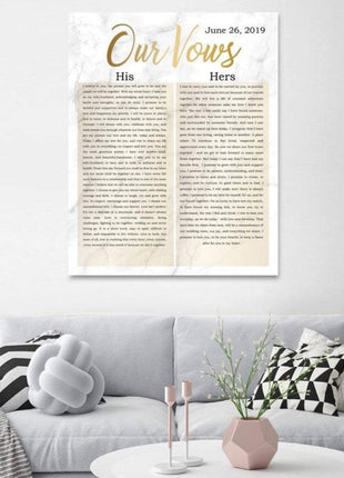 Vows With Names On Canvas Second Anniversary Gift