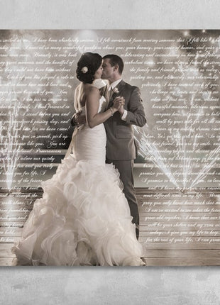 Wedding Vows With Photo On Canvas Second Anniversary Gift