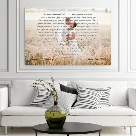 Wedding Vows On Canvas - Heart Shaped Vows